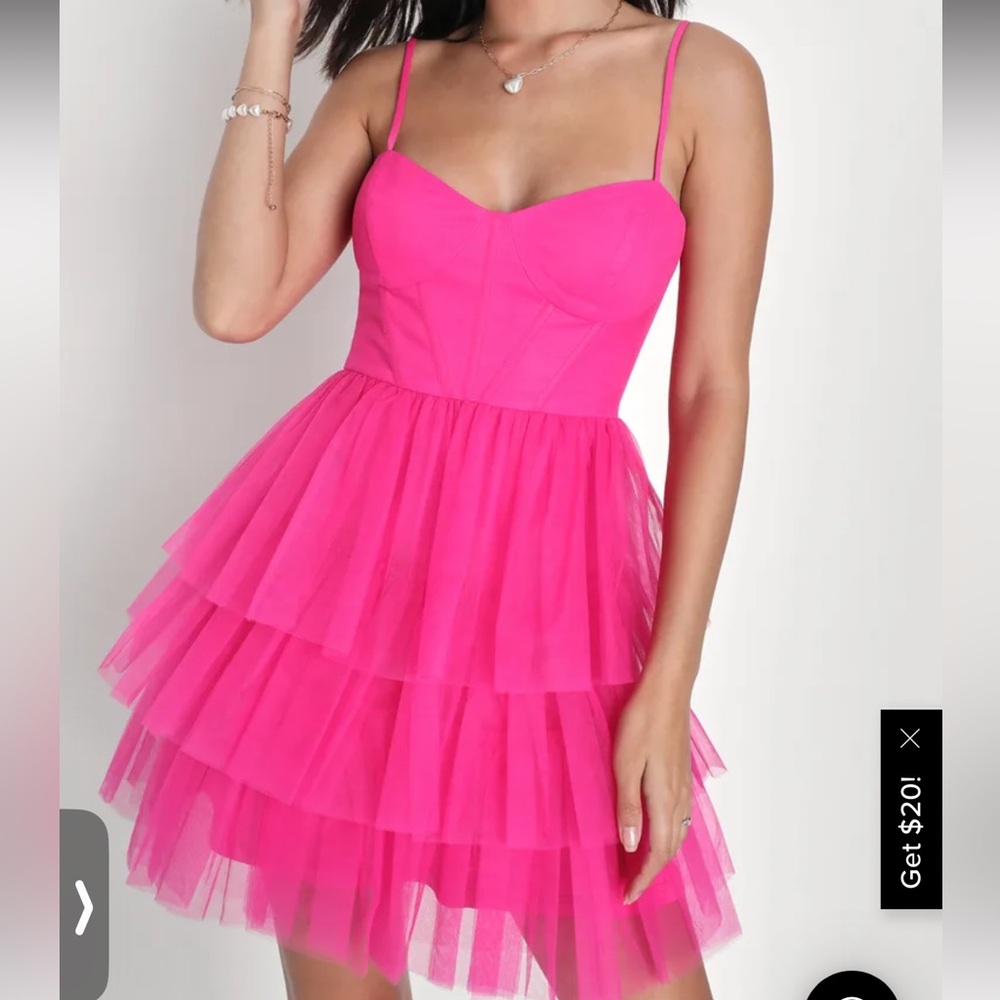 Lulus hot pink tiered party dress